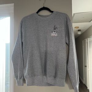 Warner Bros Gray Crewneck Sweater with Ribbed Cuffs pit 20 length 25